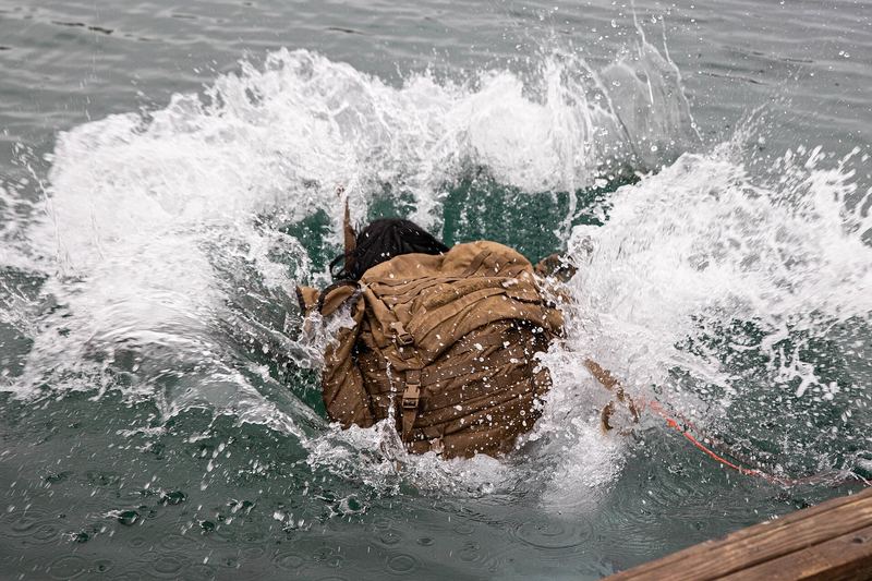 US Marines in cold water immersion training, Norway, 2022